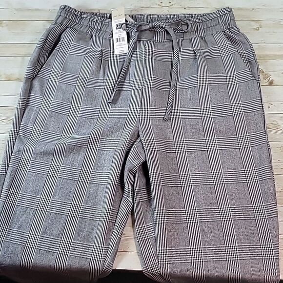 NEW NWT Charlie Paige Women's Pull-On Elastic Drawstring Waist Plaid Pants Sm Lg - Picture 3 of 11